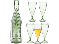Set De 5 Copas De Champán Apilables Reutilizables Y Resistentes Con Contenedor De Botella