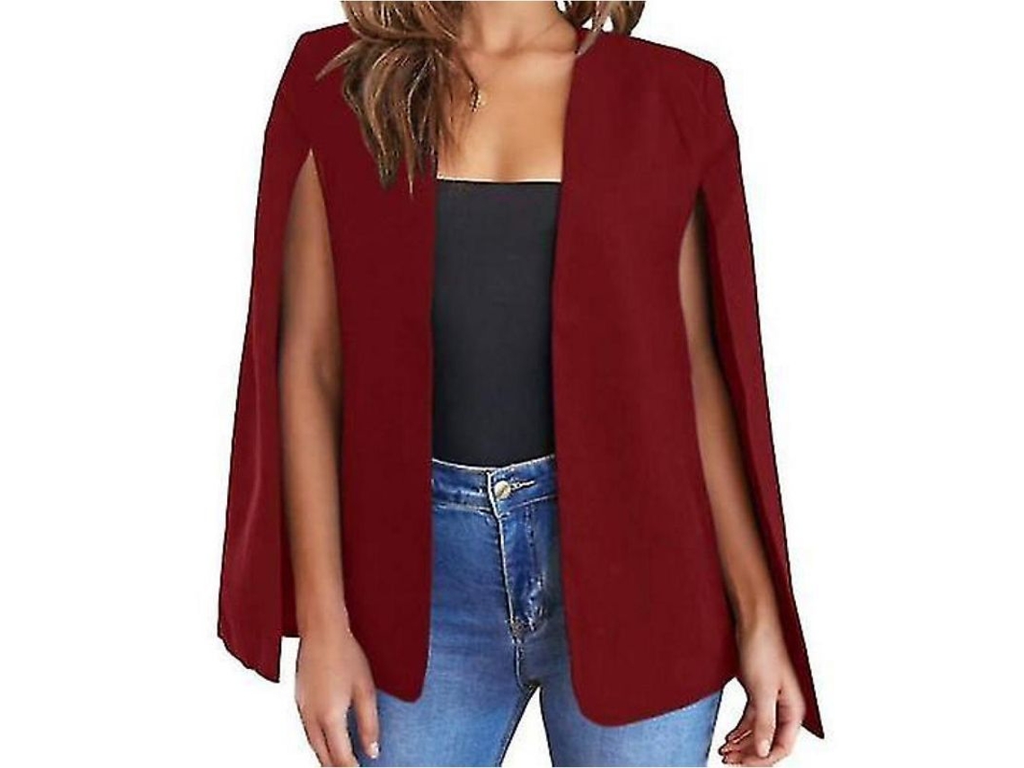 2026-chaqueta Casual De Mujer Con Manga Dividida Y Cuello Chal Para Trabajo Y Ocasiones Formales Fyg Xl Rojo