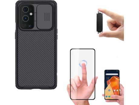 Kit Protector OnePlus 9 Funda Nillkin Camshield y Soporte Magnético Multifunción Negro