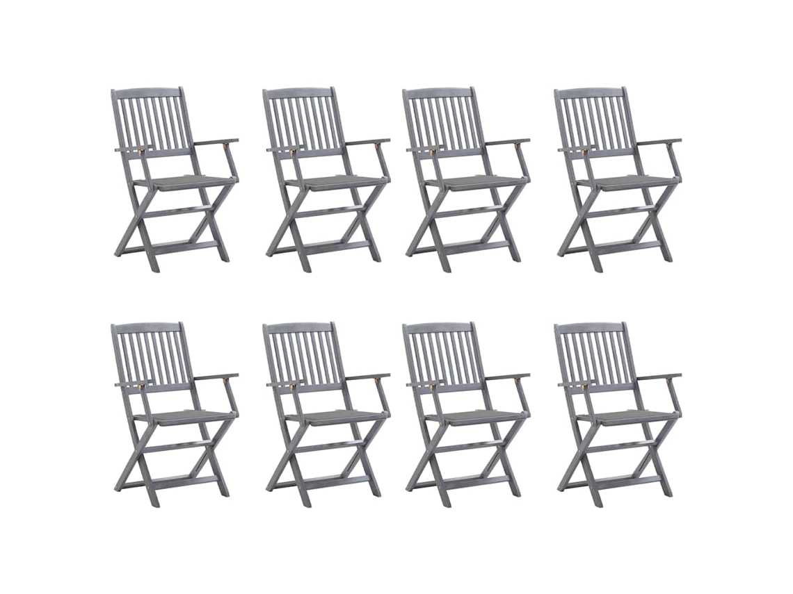 Sillas plegables de exterior DKD Home Decor de 8 piezas con cojines de acacia maciza