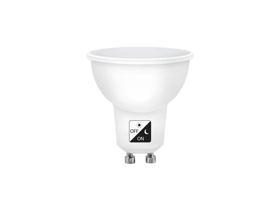 Bombilla LED GU10 5W con sensor crepuscular, luz fría, mate