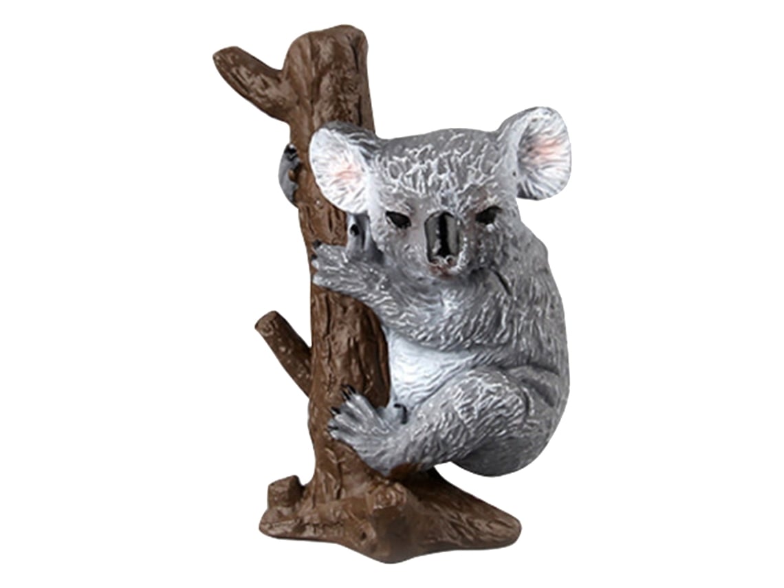 Brinquedo Modelo De Estátua Animal Coala Plástico Vivido Simulado Abraçando A Árvore Para Crianças