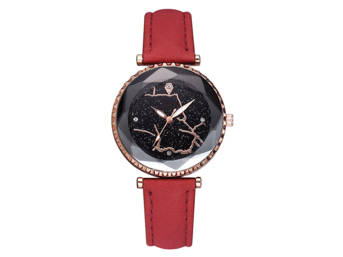 Reloj De Pulsera De Cuarzo Para Mujer Con Correa De Pu Sencilla Y Elegante (rojo)