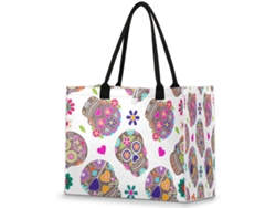 Bolso Mano Grande Colorido Tropicallife Estampado Calaveras Flores Para Mujeres Niñas Bolso Hombro Compras