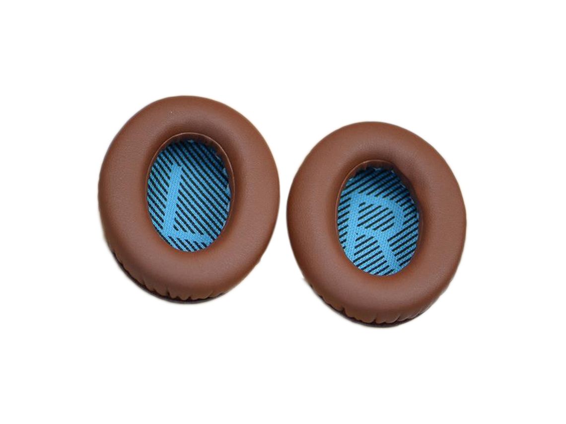 Almohadillas para auriculares Bose QC 25, esponja suave, color marrón y azul.