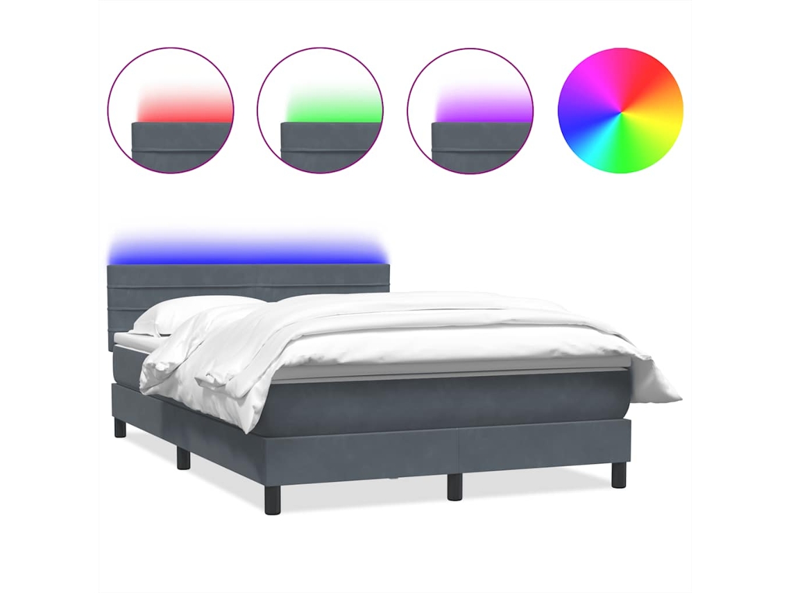 Cama con somier VIDAXL de terciopelo gris (160 x 210 cm)