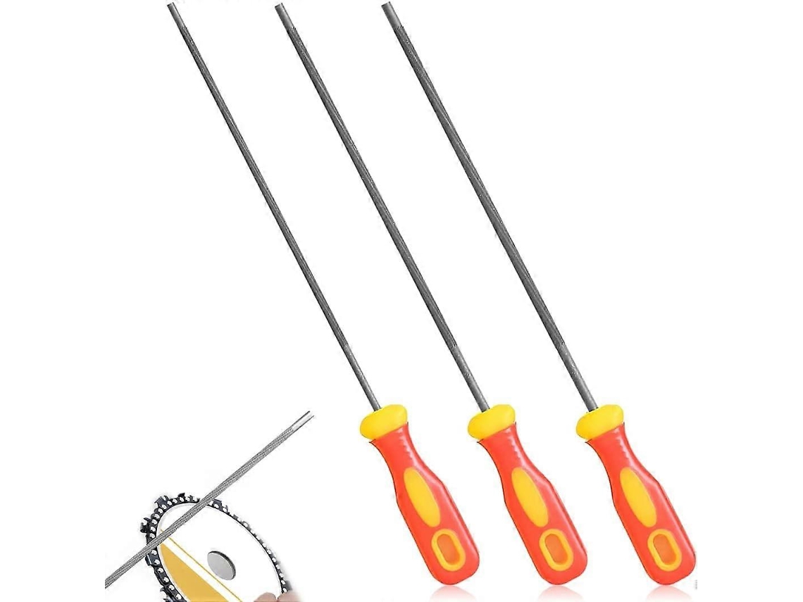3 Lijas Para Motosierra Con Mango, Acero De Alta Resistencia, 3 Tamaños 4.0mm 4.8mm 5.5mm, Afilador Para Cadena De Motosierra, Rojo Amarillo