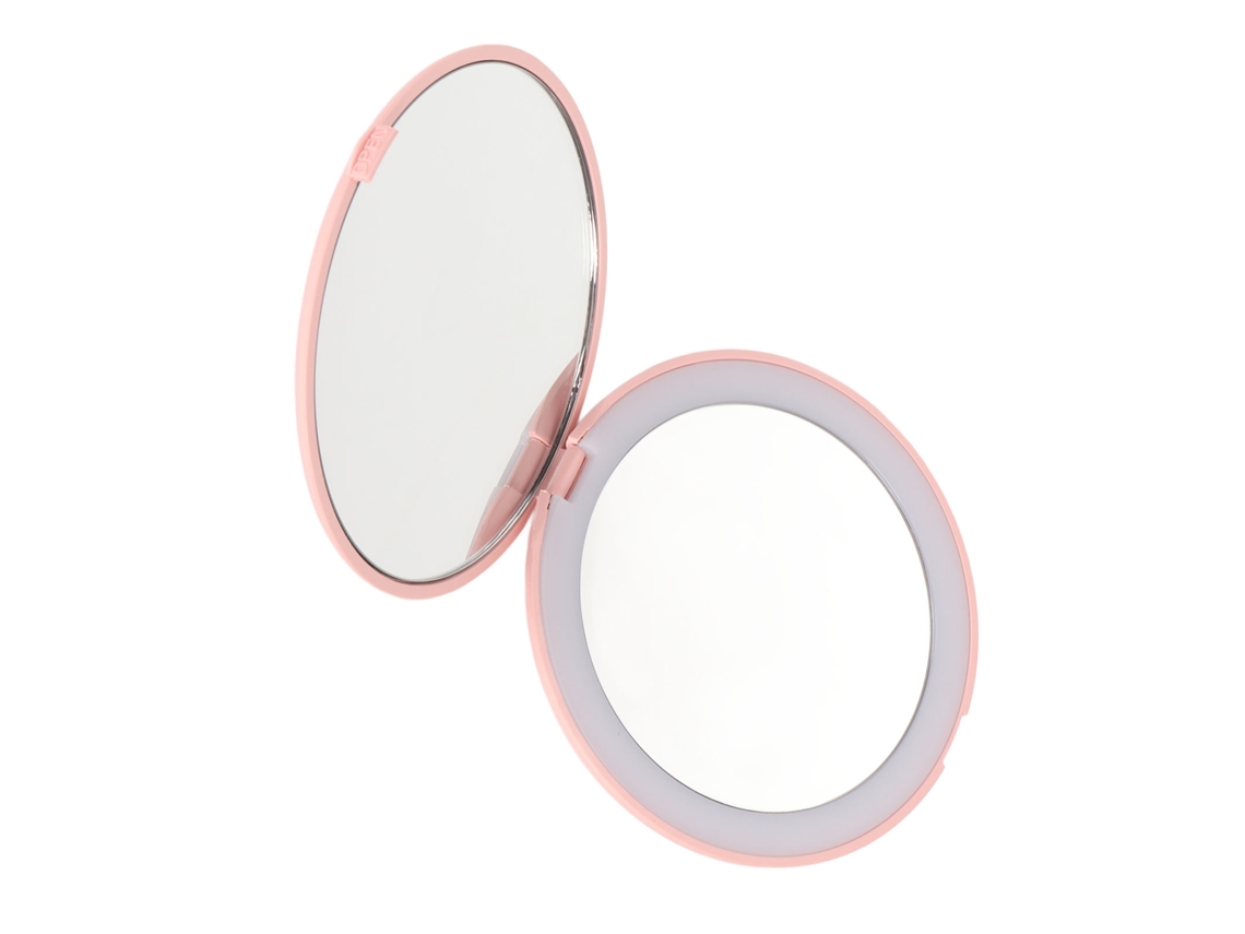 Espejo De Maquillaje Led Plegable Portátil De 3,5 Pulgadas, Aumento De 1x Y 2x, Luz Diurna Rosa De 6500k, Ideal Para Viajes.