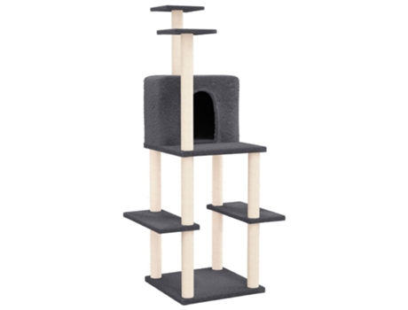 Rascador Para Gatos VIDAXL Con Postes De Sisal Gris Oscuro 144,5 cm