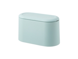 Papelera Baok-mini con tapa, papelera pequeña plegable de sobremesa, papelera pequeña de sobremesa para baño, oficina, cocina, escritorio, azul