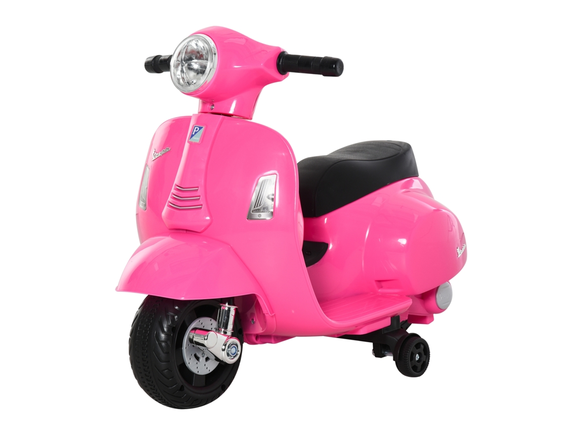 Moto Eléctrica Vespa Para Niños De 18-36 Meses De Batería 6v Con Faro Bocina Y 4 Ruedas 66,5x38x52 Cm Rosa
