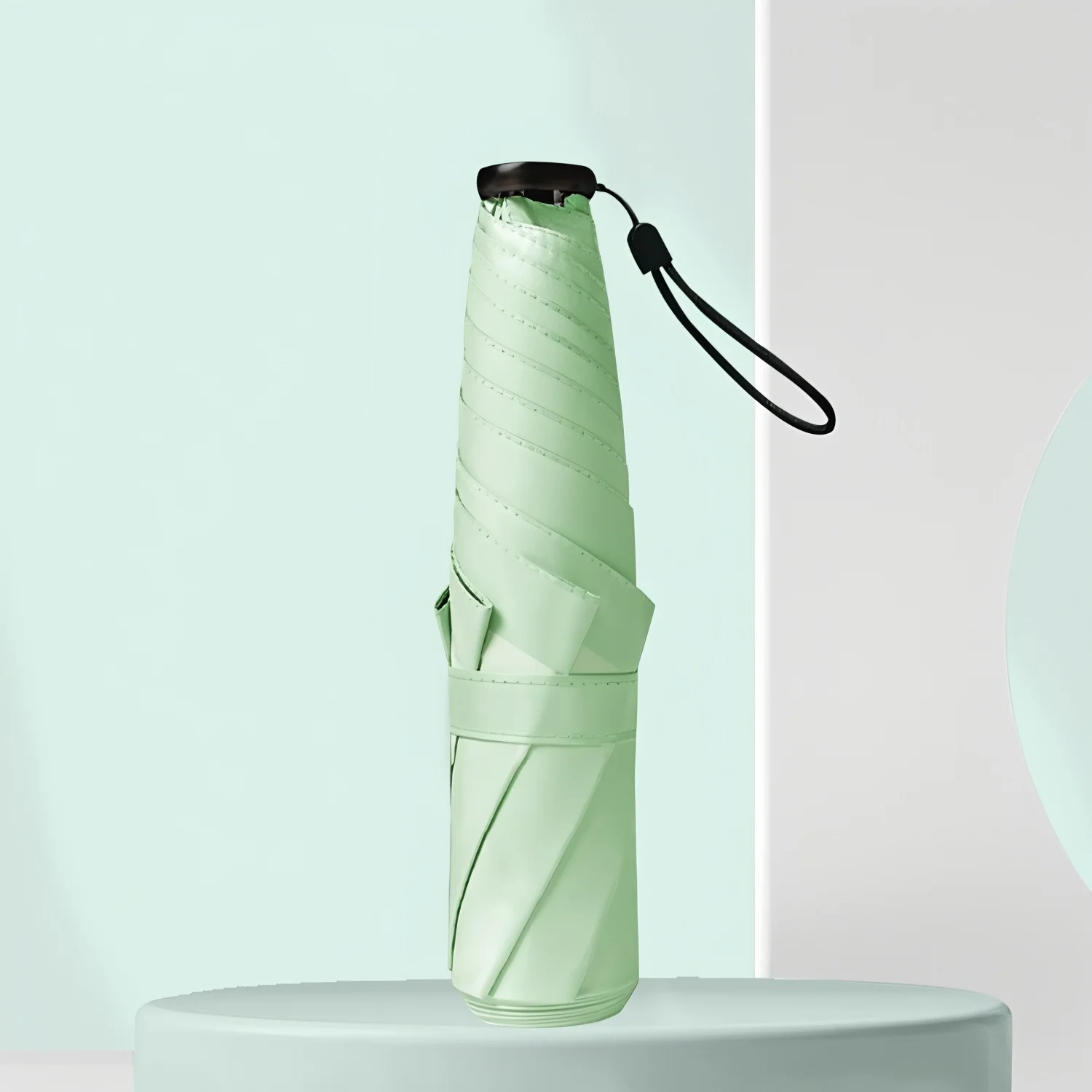 (verde Hierba 6k) Sombrilla Ultraligera De Seis Varillas Con Plumas Y Parasol De Vinilo