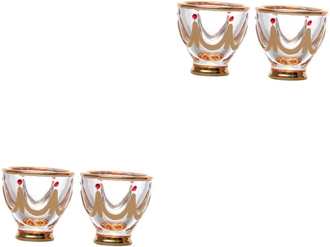 Juegos De Copas De Vino Vintage Pintadas A Mano Al Estilo De Oriente Medio, Vasos Pequeños De Vidrio Grueso.