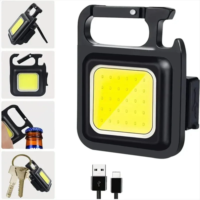 Luz de trabajo COB multifuncional con batería integrada, luz roja de advertencia, magnética y recargable por USB. Aeuzwr