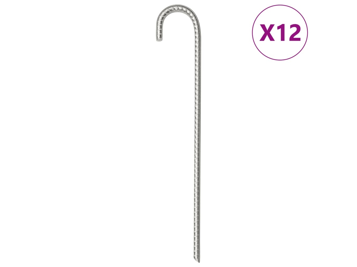 Conjunto 12 Clavijas para tienda VIDAXL acero galvanizado (37 cm Ø10 mm)