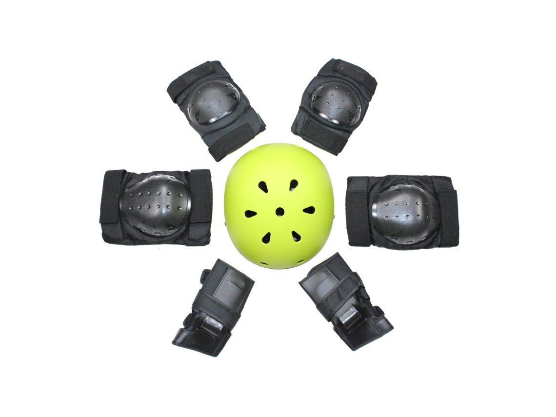 Monopatín Equilibrio Bicicleta Patinaje Casco Protección Set YUYSAN Negro Verde Talla M (26-50kg)