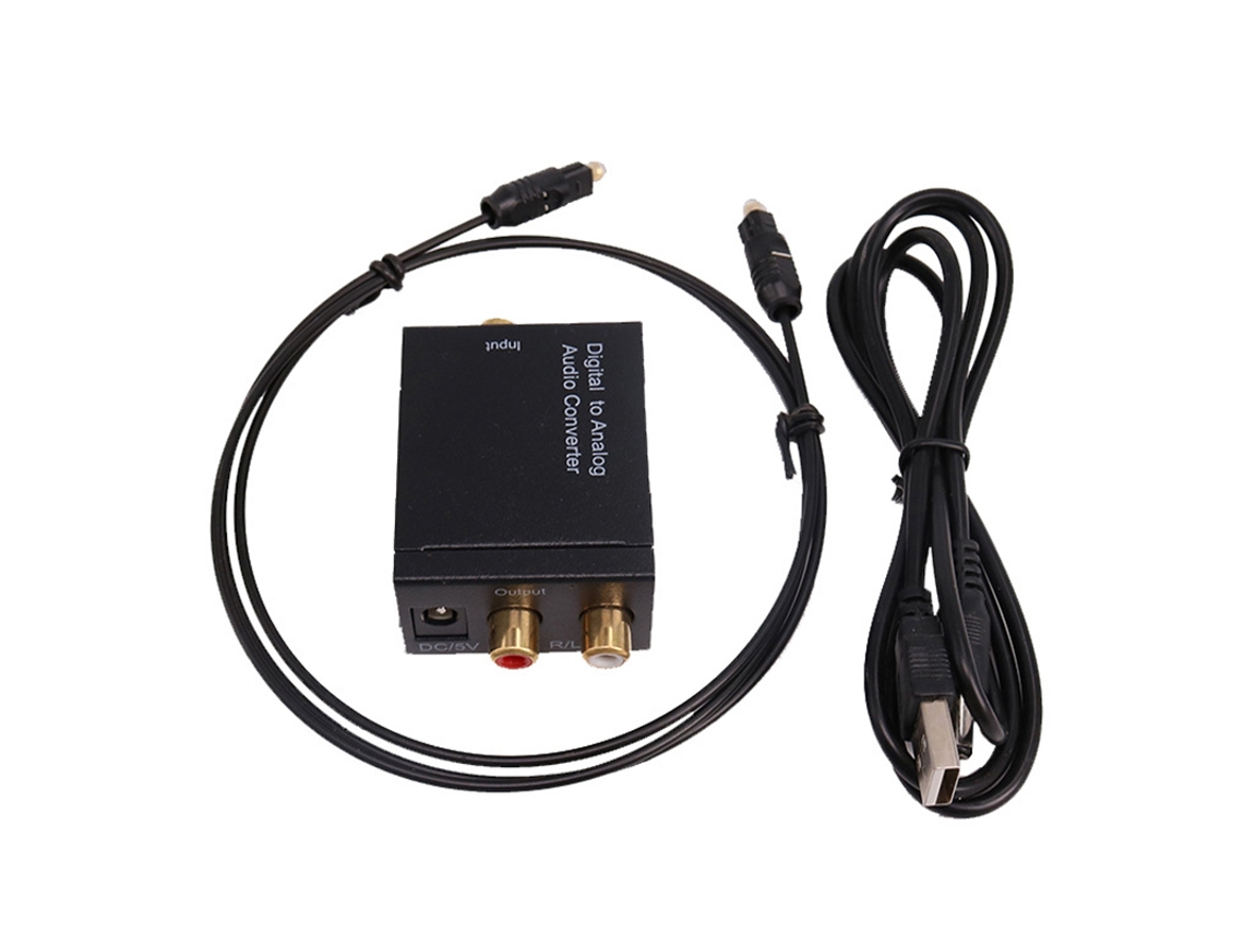 Convertidor De Audio Digital A Analógico Coaxial/toslink L/r Con Señal Rca Y Cable De Fibra Óptica