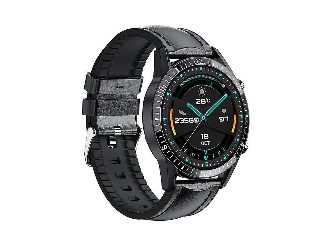 Reloj inteligente con llamadas Bluetooth, color cuero negro, Ly Ebike de cuero negro