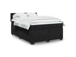 Cama Box Spring Con Colchón Terciopelo Negro 140x200 Cm