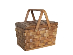 Cesta De Madera Tejida Con Tapa Y Asa, Versátil, Ideal Para Picnics Y Para Guardar Cosas En Casa.