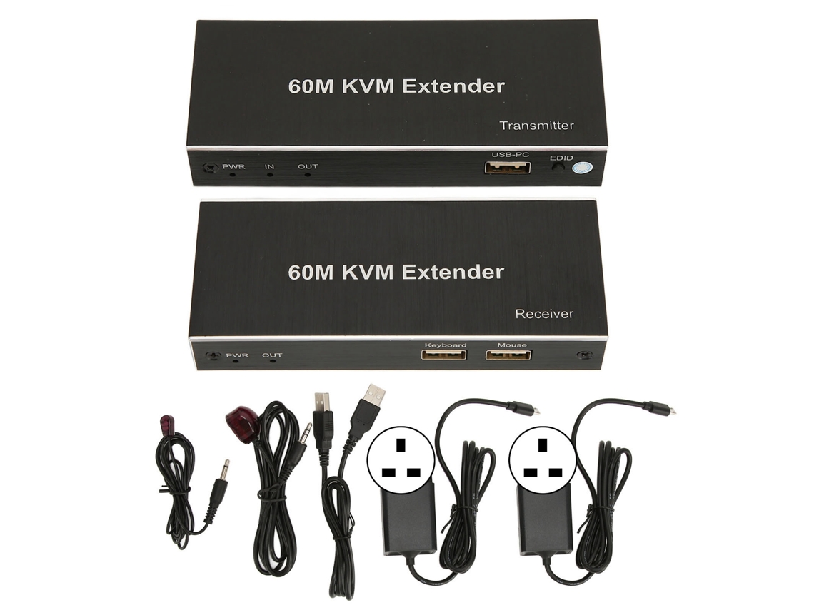 Extensor Kvm Usb De 60 M, Interfaz Multimedia Hd 1080p A 60 Hz Para Tv, Dvd Y Pc, 100-240 V.