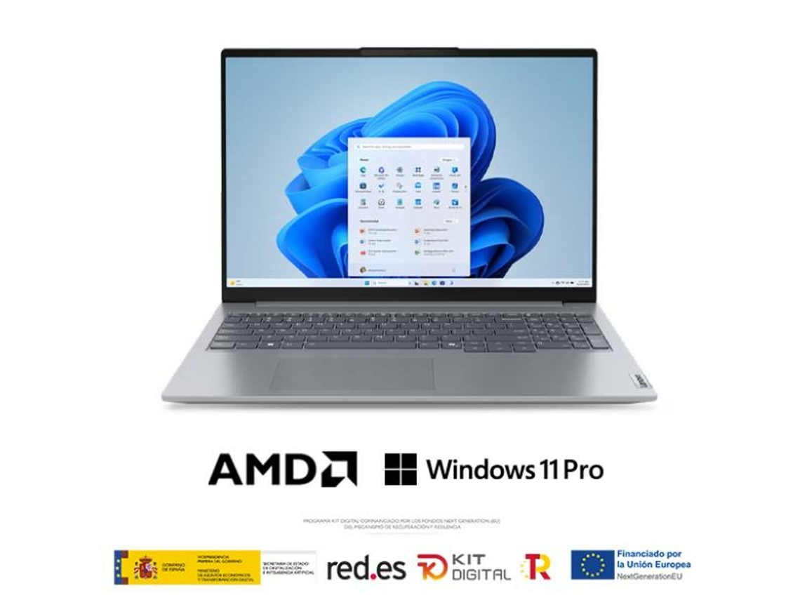 Laptop LENOVO 21MW0042SP (16 GB RAM - Plateado - 512 GB SSD - Enchufe EU - 16" - Qwerty Español - AMD Ryzen 5)