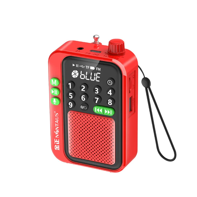 (rojo) Mini Radio Fm - Alta Sensibilidad - Altavoz Bluetooth - Soporta Tarjeta Tf, Disco U, Reproducción De Música Mp3, Soporta Grabación Hd