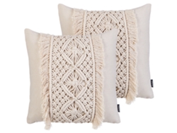 Cojines decorativos con flecos BELIANI Kalam de Algodón Beige 45x45x10