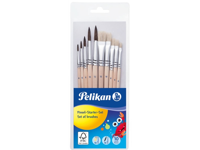 Conjunto de 10 Pinceles PELIKAN 700405 (Marrón - Piel de potro)