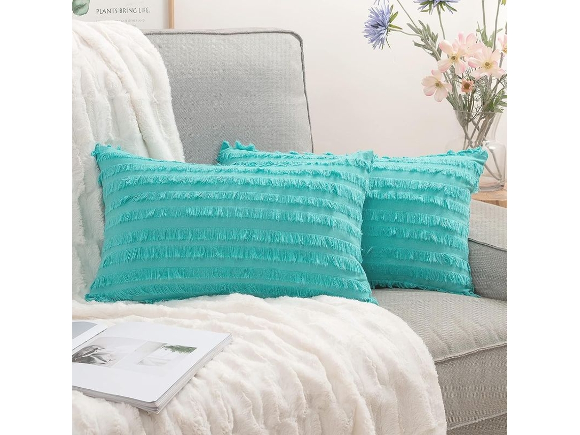 2026-2 Fundas De Almohada Decorativas Boho De Lino Estampado Jacquard Amarillo Claro 12x20 Pulgadas Para Sofá Sala Dormitorio