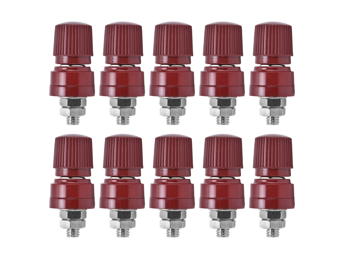 10 Terminales De Conexión Roscados M6 De Latón Con Placa De Níquel Para Soldadura, 0-380 V, Color Rojo.