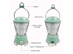 Lámpara Colgante Led Solar Vintage Para Camping, Ideal Para Jardín, Patio, Terraza O Camino. Luz Nocturna.