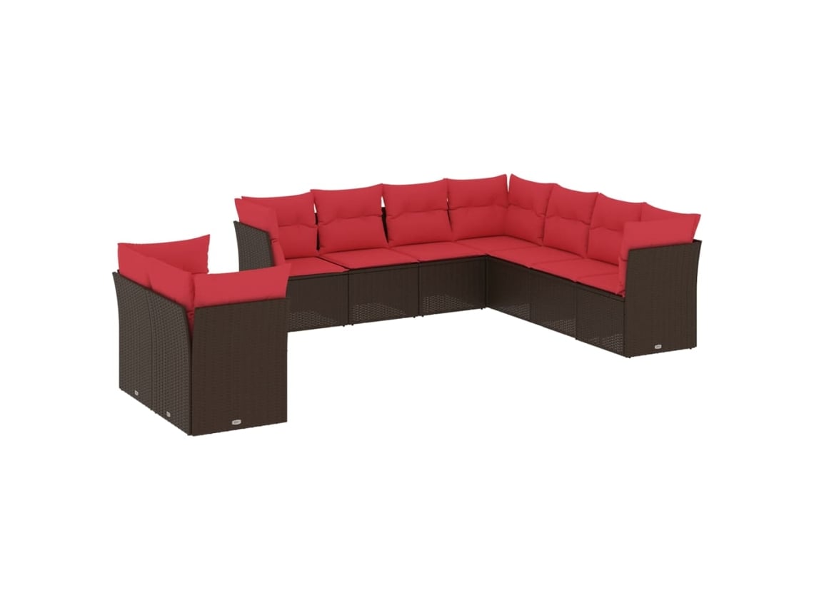 Maison Exclusive - Conjunto De Sofá De Jardín De 9 Piezas Con Cojines, De Poliratán Marrón