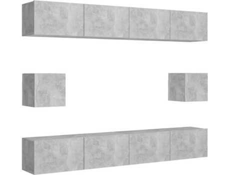 Conjunto 6 de muebles de salón VIDAXL gris hormigón