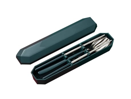 Juego de vajilla portátil de acero inoxidable de 3 piezas, juego de cubiertos reutilizables aptos para lavavajillas, verde