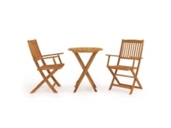 Conjunto Bistro Para Jardim Dobrável 3 Pcs Madeira De Acacia Dkd Home Decor