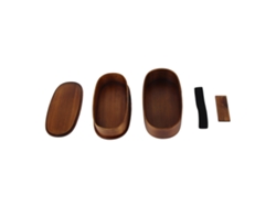 Set De Lonchera Estilo Japonés Contenedor De Madera Para Alimentos Portátil Para Estudiantes Y Trabajadores 19x10x9.5cm Pintado