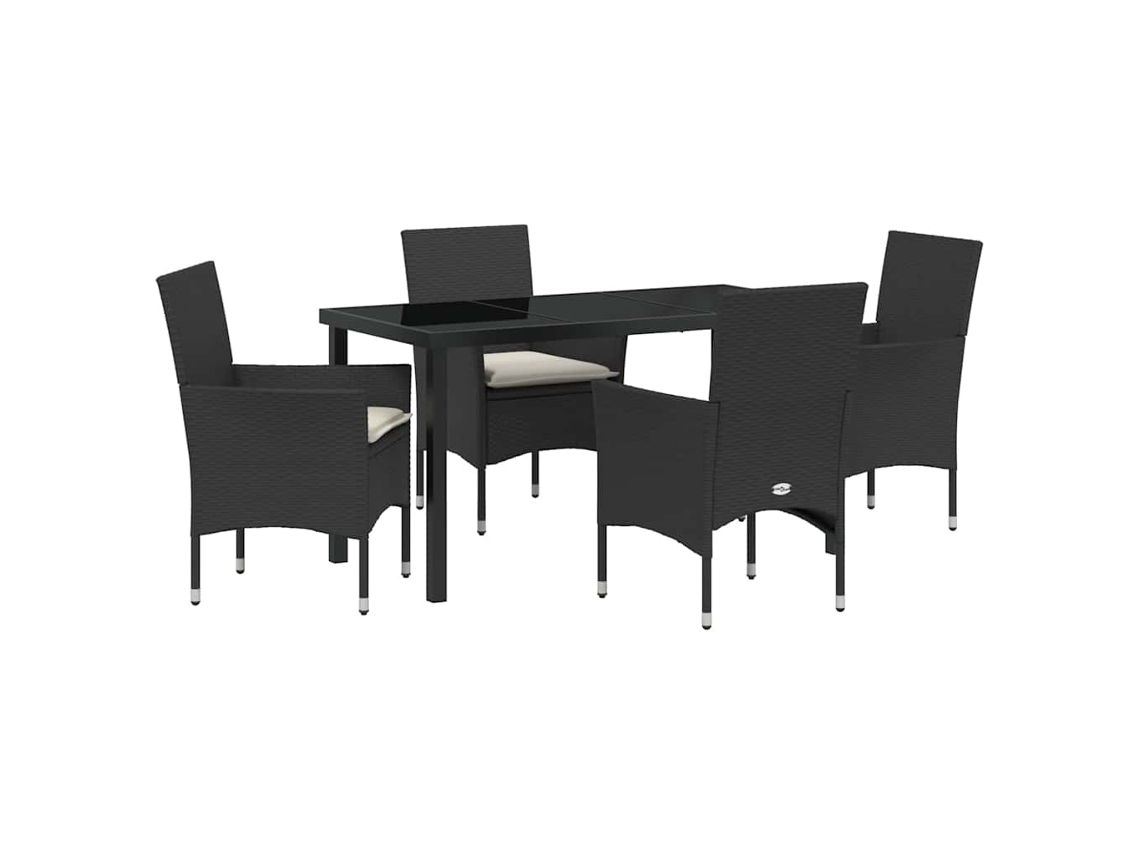 Conjunto de comedor de jardín Vidaxl con cojines en acero negro