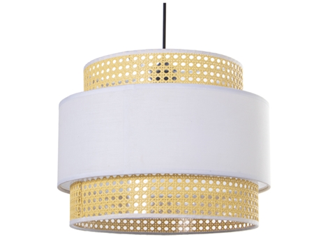 Lámpara Techo 3 Anillos Mimbre/Algodón Blanco,1Xe27,Max.40W