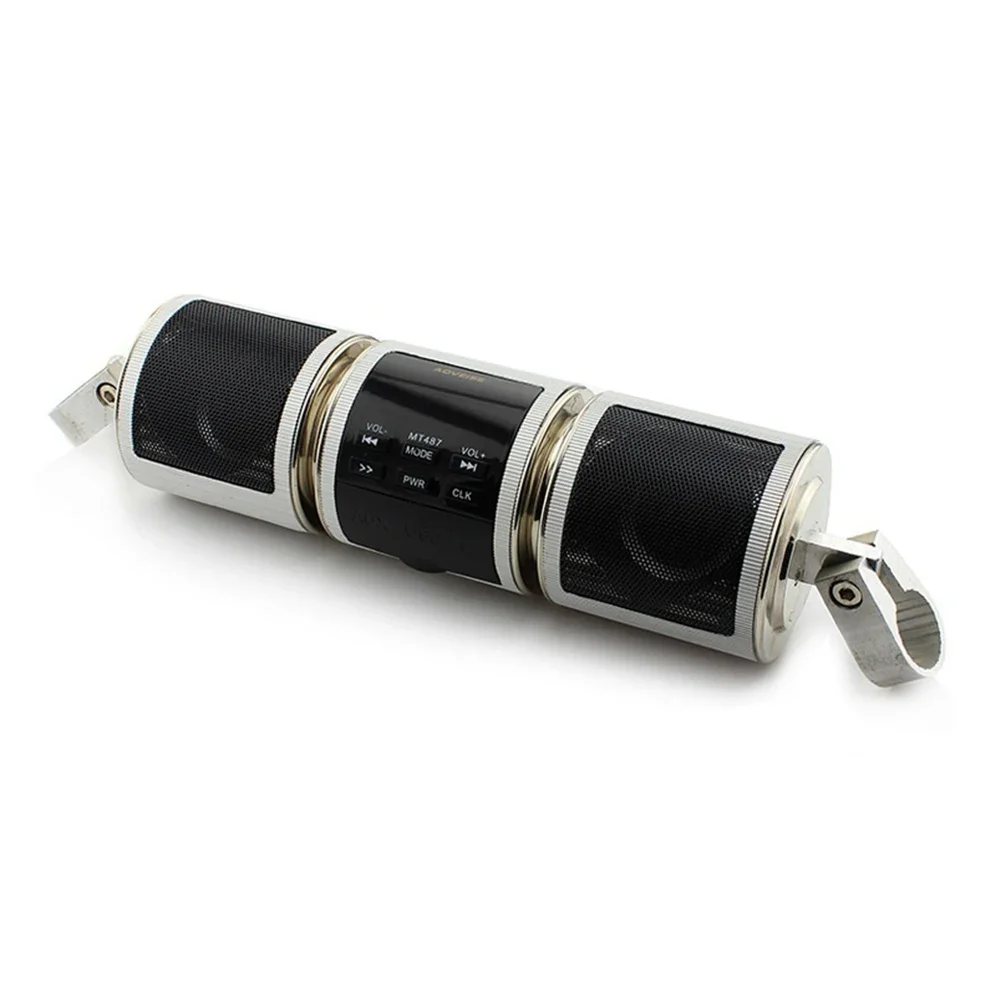(plata) Sistema De Audio Para Motocicleta Con Bluetooth, Mp3, Radio, Resistente Al Agua Y Subwoofer.