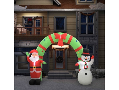 vidaXL Arco de Navidad inflable Papá Noel y muñeco de nieve LED 223 cm