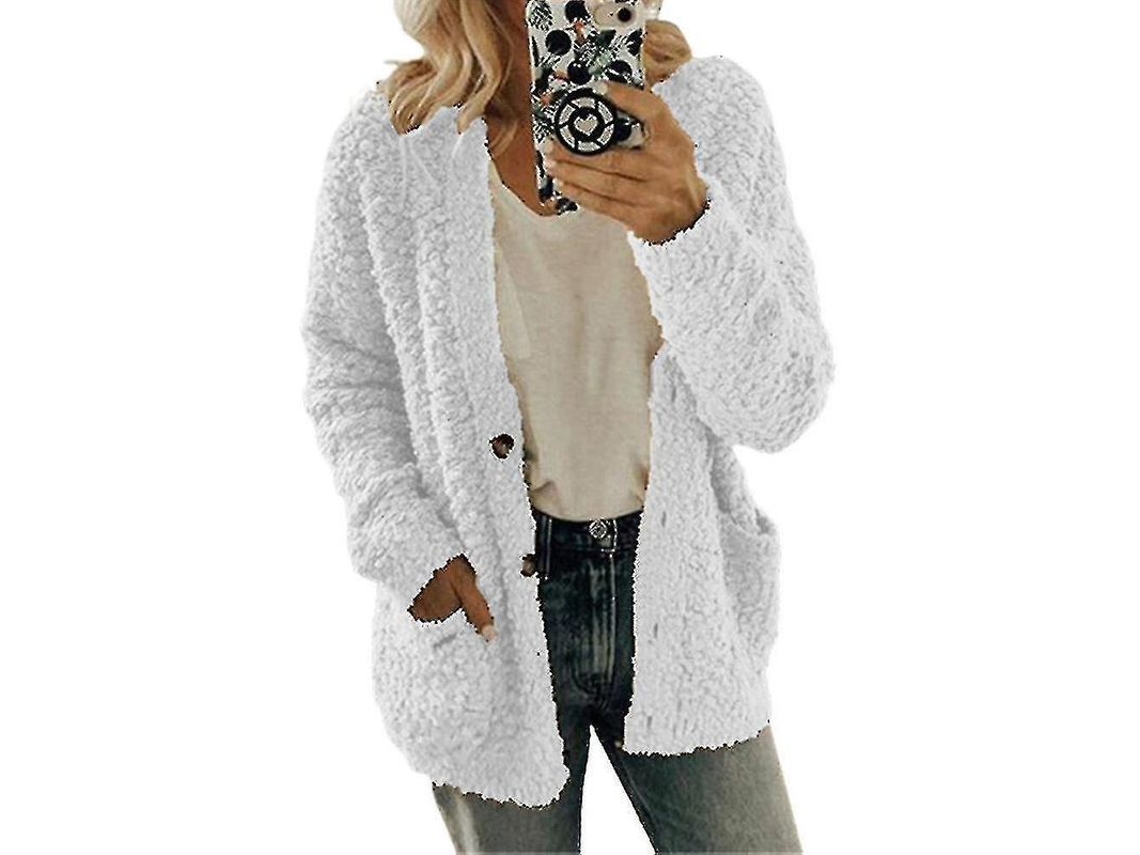 2026-chaqueta De Lana Suave Y Caliente Para Mujer Con Tallas Plus Cardigan Fluffy De Felpa