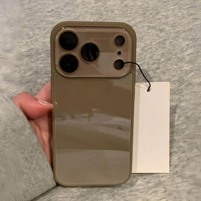 (iphone 17 Marrón) Funda Protectora Para Cámara De Iphone, Cubierta Trasera Rígida A Prueba De Golpes Con Cristal Templado.
