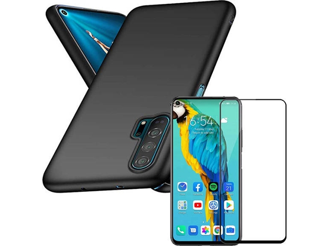 Kit Carcasa y Protector de Cristal 5D Honor 20 Pro SlimShield Negro
