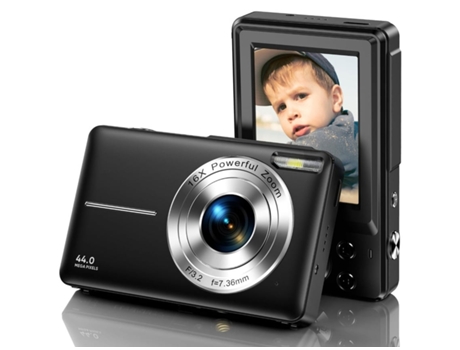 Cámara VIGA EUROPE compacta digital Dc403 Nivel de entrada Regalos para niños Cámara Fhd 44Mp 16X Zoom 2 Pantalla de 4 pulgadas Negro