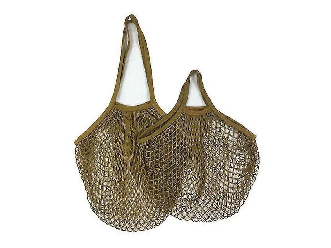 Bolsa de malla reutilizable y portátil para guardar frutas y verduras. Bolsa de algodón plegable y ecológica (2 unidades).