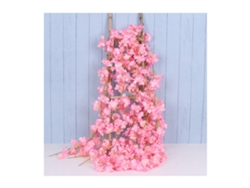 Corona artificial de flores de cerezo de 1,8 m, rosa oscuro