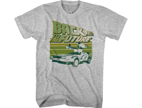 Camiseta Unisexo DEEPSTONE Retro Time Traveling DeLorean Back To The Future Brezo gris (XXL)