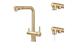 Grifo de cocina con filtro, rociador extraíble, construcción de latón duradero, actualización OEM de oro cepillado