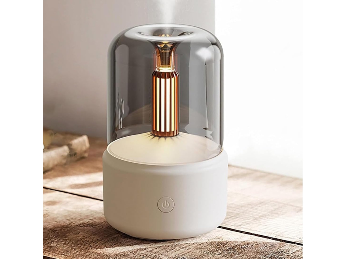 Difusor de aroma en forma de vela, difusor de aroma para aire frío, humidificador de aire portátil Mdug (beige)